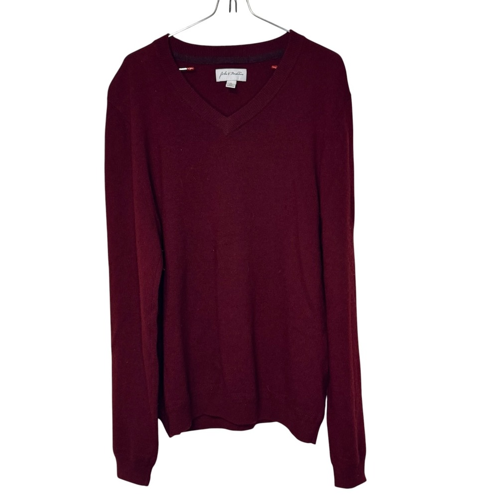 John W. Nordstrom Men's Sweater 100% Cashmere V-Neck Long Sleeve‎ Burgundy Large